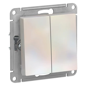 Выключатель 2-полюсный 1-клавишный 16А, Жемчуг, серия Atlas Design, Schneider Electric