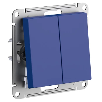 Выключатель 2-клавишный; кнопочный, Аквамарин, серия Atlas Design, Schneider Electric