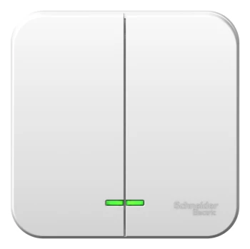 Выключатель 2-клавишный, 10А, монтажная пластина, Белый, серия Blanca, Schneider Electric