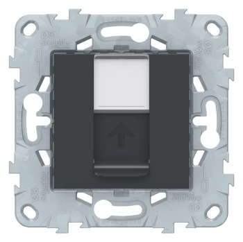 Розетка компьютерная 1-ая кат.6, RJ-45 (интернет), Антрацит, серия Unica New, Schneider Electric